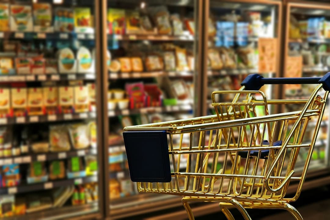 A golden shopping cart