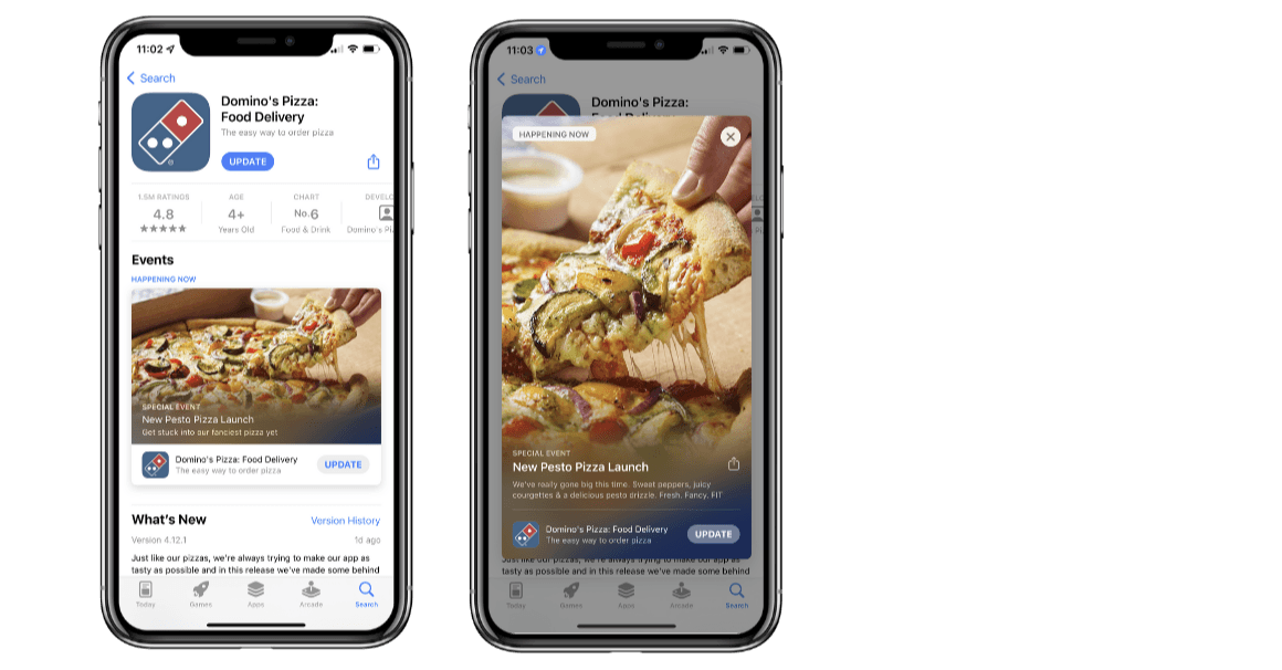 in-app-event-apple-example-dominos