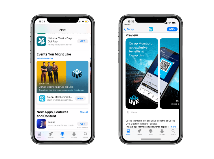 Co-op live app screens