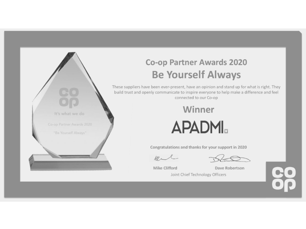 2020 Co-op Partner Awards - Be Yourself Always certificate